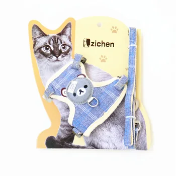 Moda de Companie Kitty Accesorii pentru Pisica Confortabil Model Carouri Ham si Lesa Set Urs Duce Catelul Ham pentru Animale Pisica