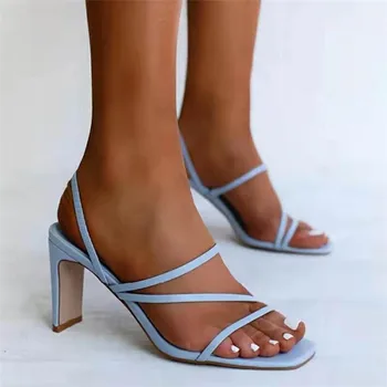 Moda de vara Casual, Petrecere Deget de la picior Pătrat Femei cu toc Sandale de Moda sandalias pantofi pentru femei 2021 chaussure femme