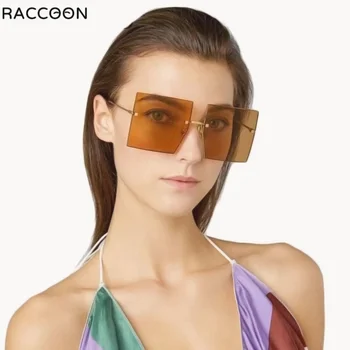 Moda fără ramă Pătrată Obiectiv Femei Extra Lux Nou Supradimensionate Feminin de Ochelari de Soare Vintage Clar ochelari de Soare Ochi Mare Port Umbra