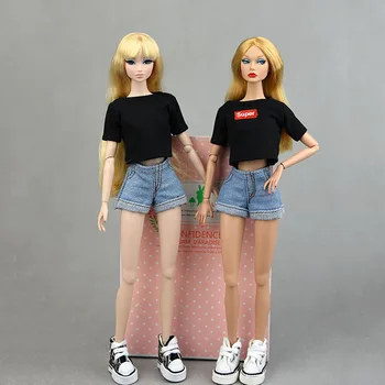 Moda Tricouri Scurte Topuri de Cultură Pentru Papusa Barbie Costume de Haine Pentru Blythe Papusi Accesorii 1/6 BJD casă de Păpuși pentru Copii Jucării DIY