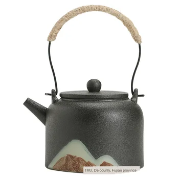 Modern Stil Minimalist Japonez de Ceai Taiwan Ceramica Neagra Buclă manipulate-Ceainic din Ceramica cu Ceai Oală de Ceai de Crizantema Ceainic