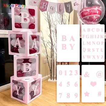 Nicro 4 Buc Cutii Transparente cu Scrisoare Simbol Număr Fată Băiat de Gen Dezvăluie Baloane Decro O-Z Kit Complet Cadou