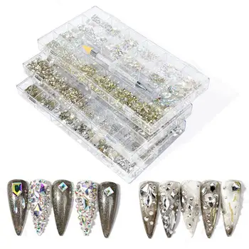 Noi Strasuri Unghii 3D Crystal AB Clar de Unghii cu Pietre Pietre Perla Aur, Argint Nit Stras Unghii DIY Arta de Decoratiuni