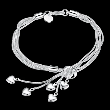 Noua Moda Bijuterii Argint 925 Farmec TaiJi 5 Inima Pandantiv Lanț Brățară Pentru Femei Cadou NYZ Magazin