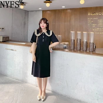 NYFS 2021 Nou coreean Pierde din bumbac Confortabil Femeie Rochie Vestidos Halat Elbise Grăsime mm Moda Rochie de Vara