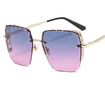 Ochelari de soare pentru femei de lux de brand de moda de epocă nuante supradimensionat metal Gradient de ochelari de soare Lentile de sex feminin oculos feminino uv400