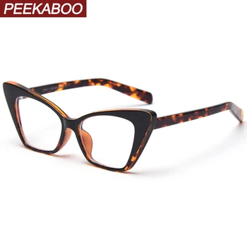 Peekaboo retro ochi de pisică rama de ochelari pentru femei big cadru leopard ochelari de epocă optice de sex feminin obiectiv clar transparent dropshipping