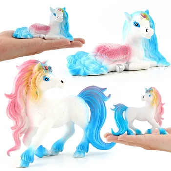 Pegasus Păpușă Jucărie Simulare Pe Model Animal Unicorn Curcubeu Cal Figura Copii Cadou