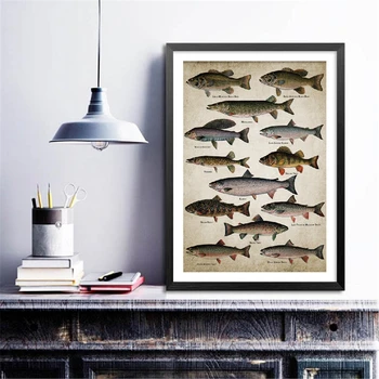 Pescuit Pescuit de Artă Panza Pictura, Postere, Printuri Rase De Pește Pește de apă Dulce Perete Imagine pentru Acasă Decorare Camera de Perete Dec