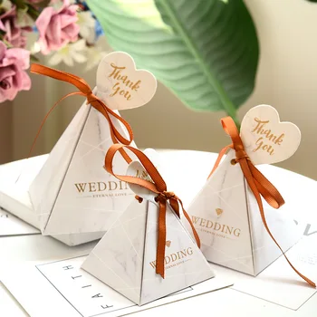 Piramida triunghiulară Marmură Cutie de Bomboane de Nunta Favoruri și Cadouri Cutii Cutie de Ciocolată pentru Petrecere Copil de Dus Provizii