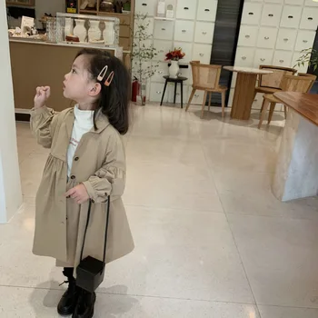 Primavara Toamna Moda Coreeană Copii Geaca Fete Copii Kaki Trenci Ofițeresc Îmbrăcăminte Haine De Printesa Jachete Pentru Fete