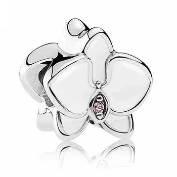 Primăvara Poetic Inima Floare de Măr Orhidee Roz Daisy Flower Charm Argint 925 Margele se Potrivesc Pandora Brățară DIY Bijuterii