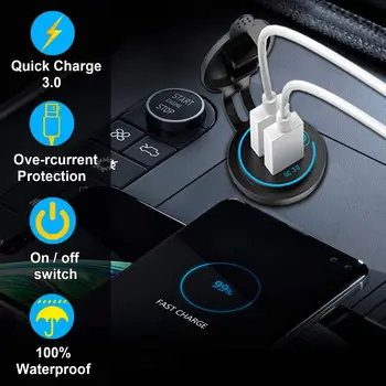 Quick Charge 3.0 Dual USB Încărcător de Priză, rezistent la apa, 12V/24V USB Priza QC 3.0 Dual Incarcator Priza cu Touch Switch DIY Kit pentru