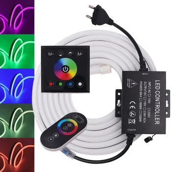 RGB Lumina de Neon Banda 220V 5050 Impermeabil în aer liber de Iluminat Neon Flex Panglică de Control de la Distanță Benzi cu LED-uri Semn de Neon Decor Acasă