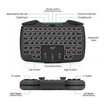 Rii RK707 2.4 GHz Wireless Portabil Controler de Joc Tastatură Mouse Combo pentru PC/Raspberry Pi2/Android TV Google/TV B