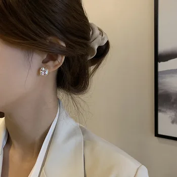 S925 Argint Ac Pătrat Zircon Cercei Stud Pentru Femei coreea Moda Simplu Hot de Înaltă Calitate Prietena Cadouri Bijuterii INEFFA