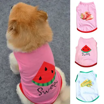 Scrisoare de Fructe Câine Vestă de Bumbac de Vară de Moda Drăguț Cățeluș de Companie Cămașă fără Mâneci Subțire Confortabil Simplu Câine de Companie Vesta Dog T-shirt