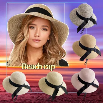 Simplu Pliabil Margine Largă Floppy Fete Pălărie De Paie Pălărie De Soare Pe Plaja Femei Pălărie De Vară În Aer Liber De Călătorie Pac Doamna Versatil Capac De Sex Feminin
