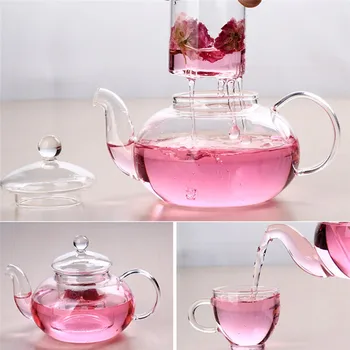 Sticlă Clară Flori Ceainic Rezistente La Căldură Ceainic Cu Infuzor Pentru Ceai De Frunze De Kung-Fu Chinez Ceai Oală De Bucătărie Ceai Blooming