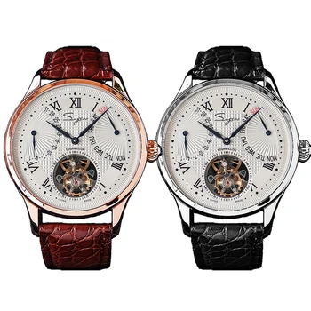 Sugess Tourbillon Master real tourbillon Segull ST8004 mișcarea mecanică barbati ceas de afaceri wristwatchs din piele de Întâlnire Ziua