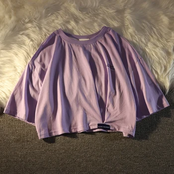 Supradimensionat De Vară Crop Top Sexy Tricou Femei 2021 Elasticitatea Tricou Copil Tee Femeie Haine Largi Tricou Femei Casual Topuri Scurte