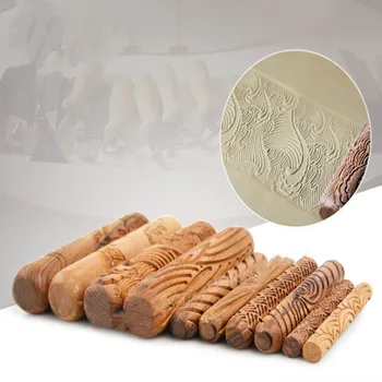 Textura lemn Rola Presat de Imprimare Instrumente Textura Lut Polimeric Ceramice de Instrumente sucitor 10buc/set Unelte pentru Lut Ceramica