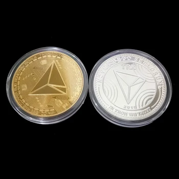 TRX Crypto Argint Placat cu Aur Colectie de Monede Comemorative din Metale Colecție de Monede Suvenir Cadou Home Decor Modern