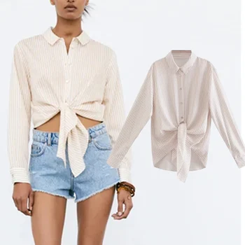 Uscat Bluză Casual Femei Enlgand Stil De Moda High Street Striepd Arc Blusas Mujer De Moda 2021 Tricou Femei Bluza Si Topuri