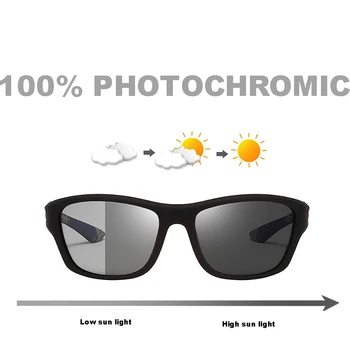 VIVIBEE Bărbați Fotocromatică ochelari de Soare Sport Mat Albastru Cadru Negru Polarizat Culoare Schimbare UV400 Ochelari de protecție