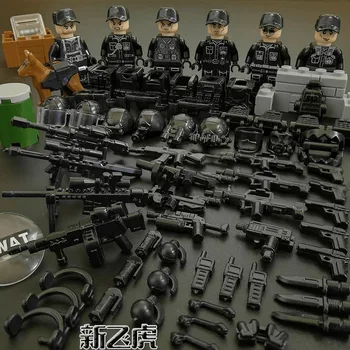 WW2 Militare din Forțele Speciale Soldat Modern de Poliție MOC SWAT Oraș Arme Militare Cifre Pușcă Bloc Mini Jucarii PUBG RPG