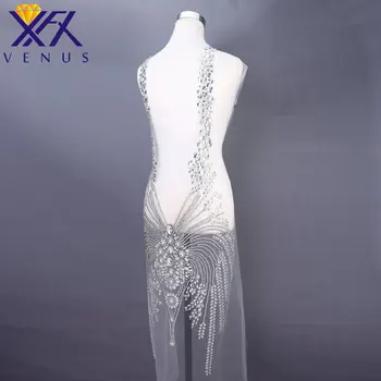 XFX VENUS 1 Set Handmade Nunta de Cristal Lung de Patch-uri Stras Margele Appliqued Patch Tesatura de Mireasa Rochie de Minge Accesorii
