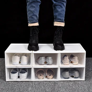 Xianou Transparent Flip Cutie De Pantofi Mari Adidași Stocare Praf Gros De Plastic Care Pot Fi Stivuite Cutie De Pantofi Flip Cutie De Pantofi
