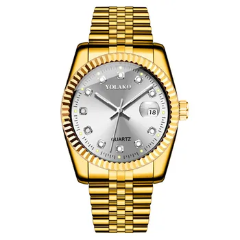 Yolako Cele mai Recente Dial Set Cu Diamant Calendar Bărbați Ceas de Afaceri Formal Wear de Lux de Înaltă Calitate Cuarț Ceas de Aur Pentru Bărbați