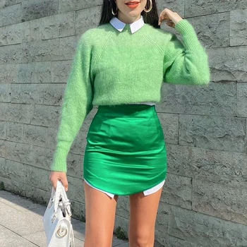 Za Femei Fusta de moda solid de culoare verde simplu femei fusta de vară 2021 nou casual chic strada tineretului Fuste elegante de sex feminin