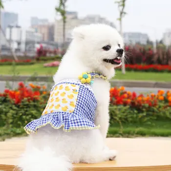 Zăbrele Câine Haine Rochie de Flori Îmbrăcăminte pentru animale de Companie Drăguț Dulce pentru Câini de talie Mică de Moda Trendy Chihuahua Primavara-Vara Imprimare Ropa Perro