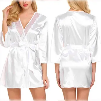 1 BUC Pijamale+1 BUC Curea pentru Femei de Moda de Primăvară de Toamnă Moale Confortabil Casual Solid Nouă Minute de mers cu Maneca Dantela Despicare Sleepwear c50