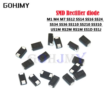 100BUC diodă Redresoare M1 M4 M7 SS12 SS14 SS16 SS24 SS34 SS36 SS110 SS210 SS310 US1M RS2M RS1M ES1D ES1J FACE-214AC Schottkydiodes