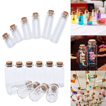 10BUC/lot Mini Sticle de Sticlă cu Dop de Plută Clar Flacon Sticla Decor Nunta