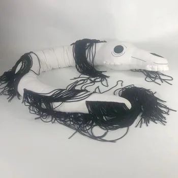 130cm Sirena Cap de Animal Cal Lung de Pluș, Păpuși Monstru Înfricoșător de Pluș Anime Desene animate Calul Alb Umplute Perna Cadouri Pentru Copii