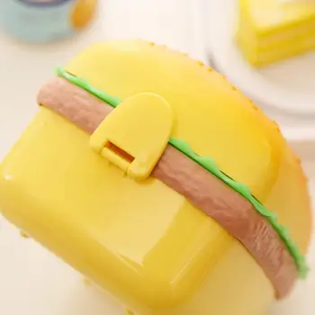 1buc Dublu Copii Hamburger Bento Cutie de Prânz Alimente Recipient de Stocare Cu Furculita Izolare Tacamuri Bento Container