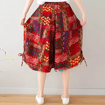 2020 Sarouel Femme Vara Trunchiate Pantaloni Largi Picior Vintage Lenjerie De Pat Din Bumbac Coreean Dulce Print Pantaloni Harem