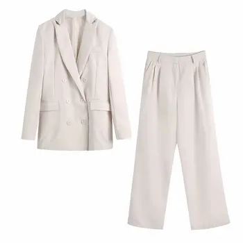 2021 Noi Femeile 2 bucata set Sacou și Pantaloni Elegant de Mare de Moda Casual Chic Lady Femeie Tinute blazer
