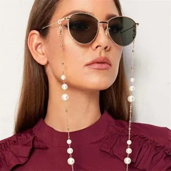 2021 Noua Moda Bijuterii Imitație Perle De Sticlă Șirag De Mărgele De Cristal Mascat De Ochelari De Soare Lanț Retro De Metal Ochelari Coarda Ochelari De Lanyard-Uri