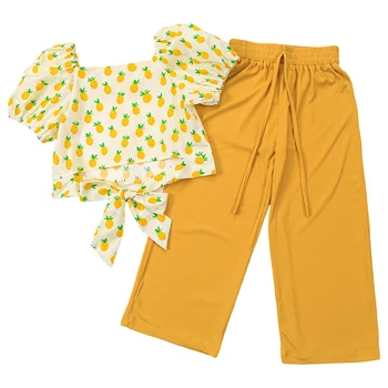 2021 Noua Moda Haine de Fata Set Tricou Maneca Bluza Tricou și Pantaloni Lungi de Vara Set Haine Copii Haine de Vară