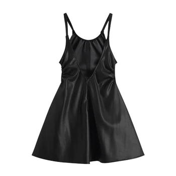 2021 Vara Curea din Piele PU pentru Femei Rochii Vintage Rochie Neagră de Îmbrăcăminte Elegante, Casual, Sexy Partidul Mini pentru Femei Rochie din Piele y2k