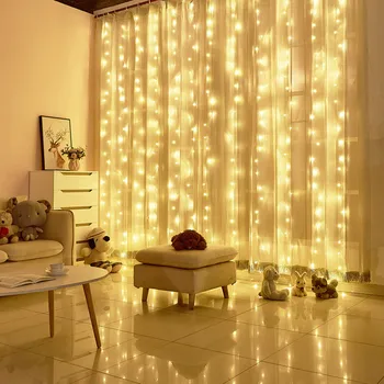 3M Ghirlandă perdea de basm Șir de Lumini LED-uri de Iluminat Interior De Anul Nou, de crăciun, de Nunta de decorare Dormitor Telecomanda USB