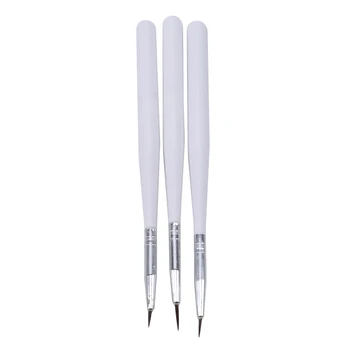 3pcs/Lot Vânzare fierbinte Alb perie de unghii Pentru Gel UV Polish Moale Pensule Pentru Manichiura Pictura Mic Model de Unghii Nail Art Pen