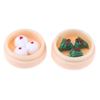5Pcs 1:12 casă de Păpuși, Miniaturi Chinezesc Dim Sum Mini Joc papusa Alimente in Miniatura Bucătărie accesorii pentru papusa jucării