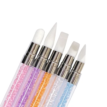 5pcs/set colorat Dublu de Silicon Cap Nail Art Pen Stras Acrilice Mâner Pentru pictura sculpta DIY decorare Dotting Tool