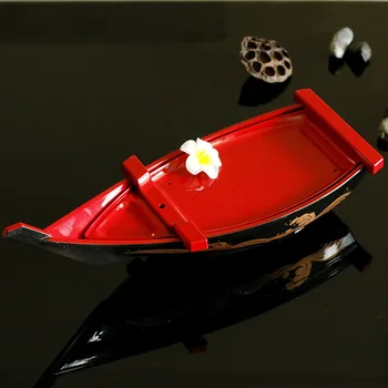 ABS Negru Roșu Sushi, Sashimi Barca Gheață Fructe de mare Alimente Placa de Somon Sashimi Tava de Creație Japoneză Container pentru Alimente Sushi Decor Barca